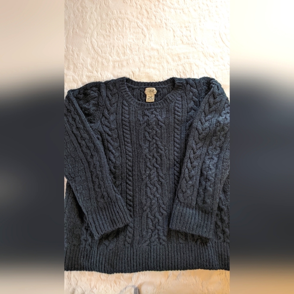 LLBean woven wool blue sweater